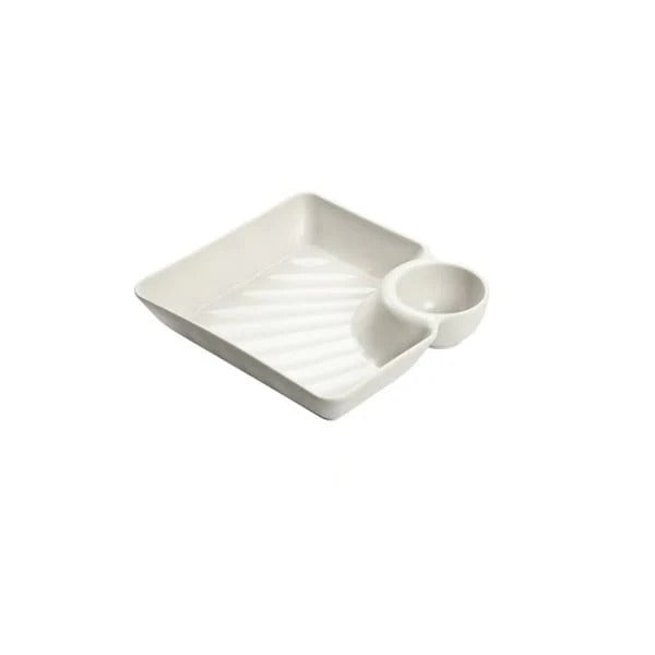 Snack & Dip Plate Integrated Sauce Compartment Spill-Proof