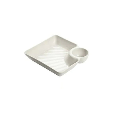 Snack & Dip Plate Integrated Sauce Compartment Spill-Proof