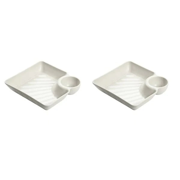 Snack & Dip Plate Integrated Sauce Compartment Spill-Proof