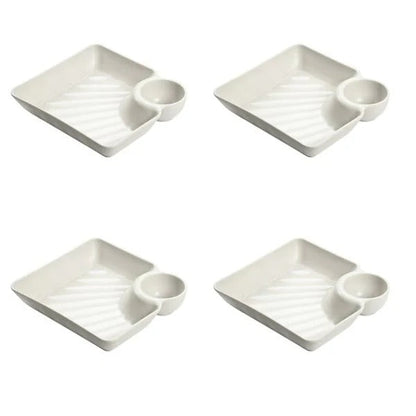 Snack & Dip Plate Integrated Sauce Compartment Spill-Proof