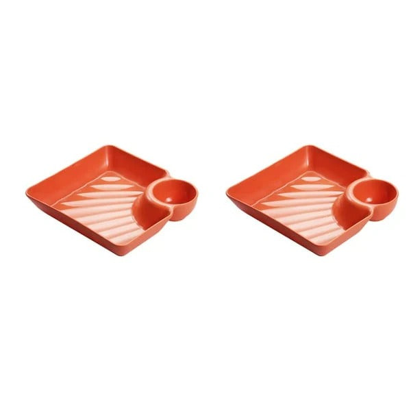 Snack & Dip Plate Integrated Sauce Compartment Spill-Proof