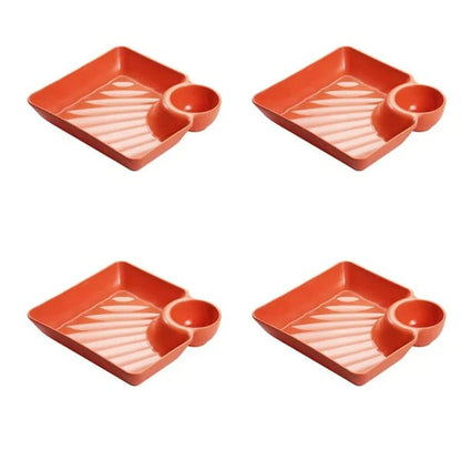 Snack & Dip Plate Integrated Sauce Compartment Spill-Proof