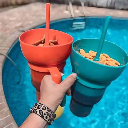 Snack & Drink Cup Dual Compartment 1L Capacity