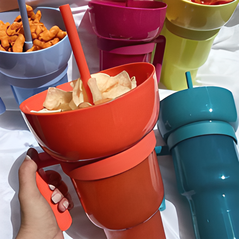 Snack & Drink Cup Dual Compartment 1L Capacity