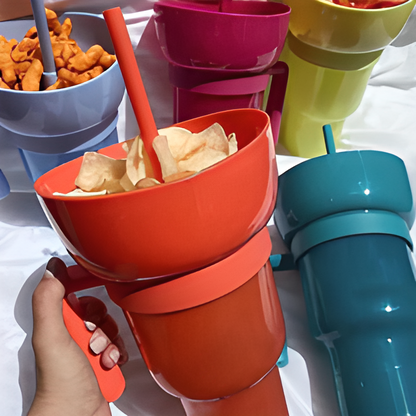 Snack & Drink Cup Dual Compartment 1L Capacity