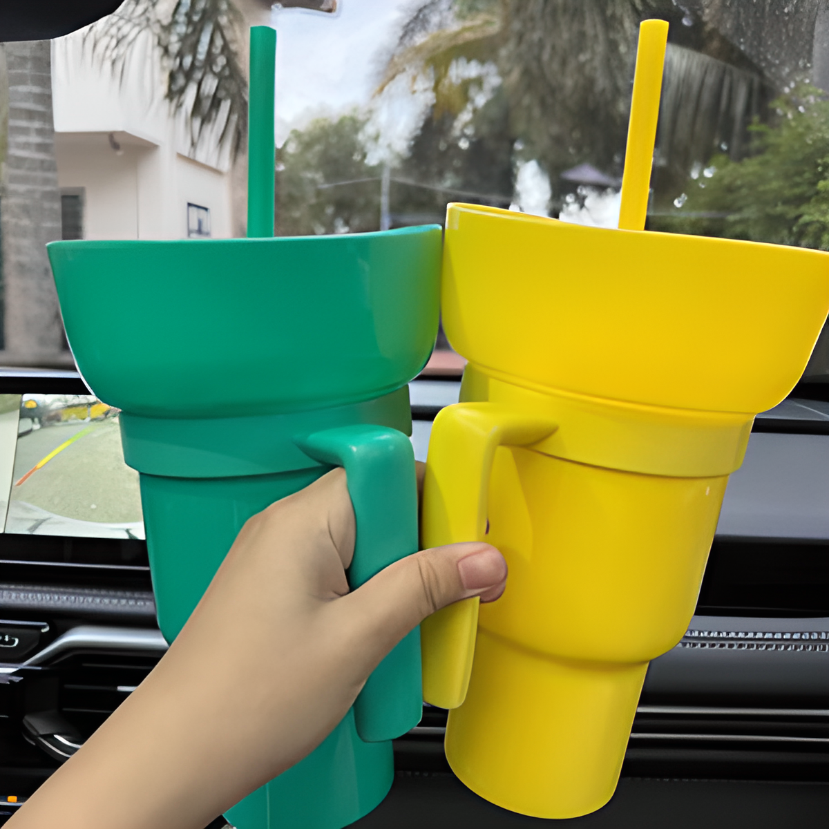Snack & Drink Cup Dual-Compartment 34 Fl Oz