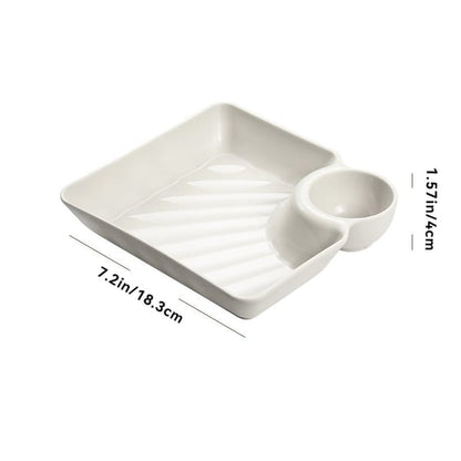 Snack Serving Plate Integrated Sauce Compartment Stackable Non-Toxic Plastic