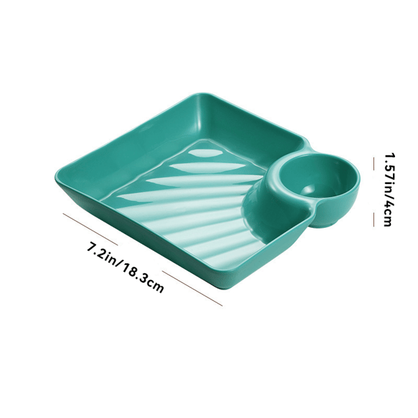 Snack Serving Plate Integrated Sauce Compartment Stackable Non-Toxic Plastic