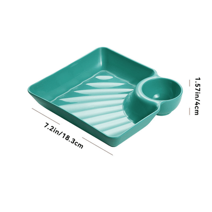 Snack Serving Plate Integrated Sauce Compartment Stackable Non-Toxic Plastic