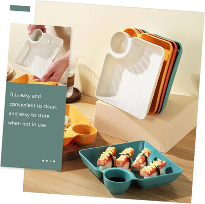 Snack Serving Plate Integrated Sauce Compartment Stackable Non-Toxic Plastic