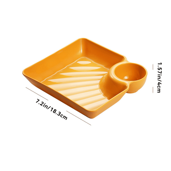 Snack Serving Plate Integrated Sauce Compartment Stackable Non-Toxic Plastic