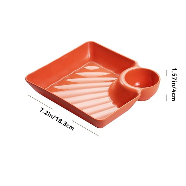 Snack Serving Plate Integrated Sauce Compartment Stackable Non-Toxic Plastic