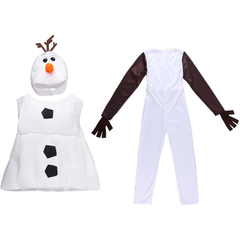 Snowman Costume Plush Design Black Buttons Hand-Washable