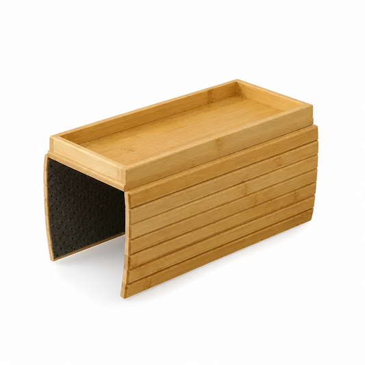 Sofa Armrest Tray Flexible Bamboo Fit Raised Edge