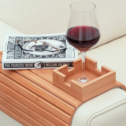 Sofa Armrest Tray Flexible Bamboo & Removable Drink Holder