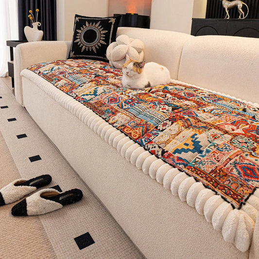 Sofa Cover Boho Embossed Microfiber