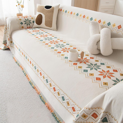 Sofa Cover Chenille Reversible Geometric Pattern Machine Washable