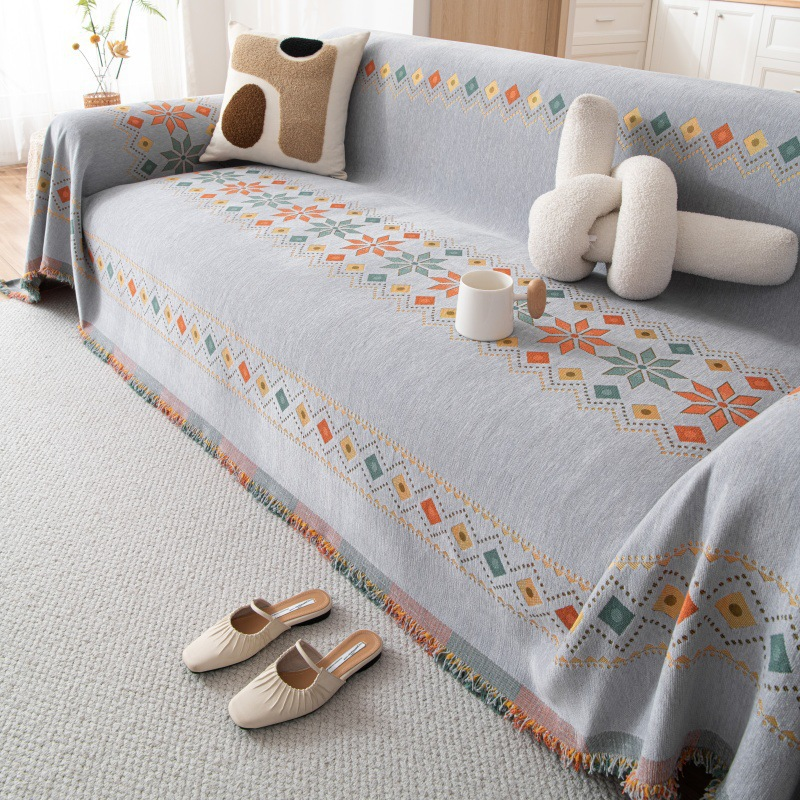 Sofa Cover Chenille Reversible Geometric Pattern Machine Washable