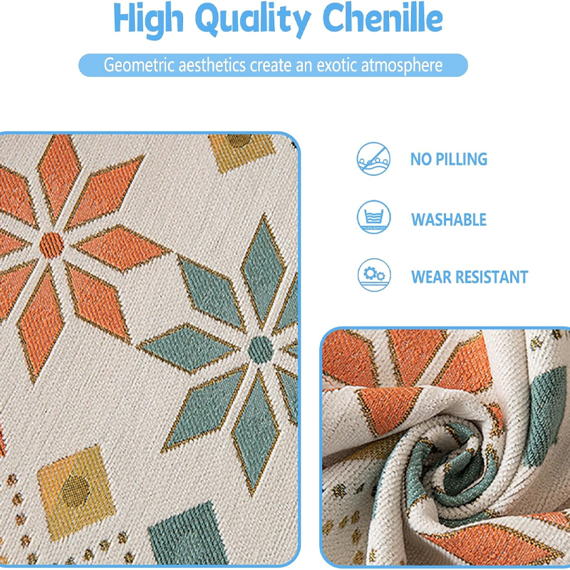 Sofa Cover Chenille Reversible Geometric Pattern Machine Washable