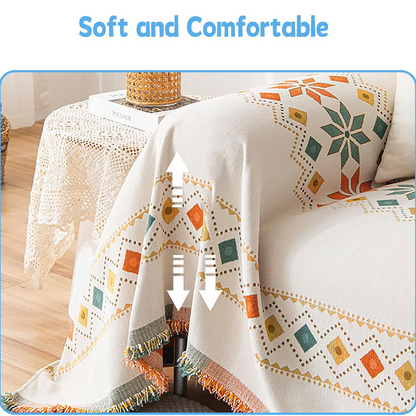 Sofa Cover Chenille Reversible Geometric Pattern Machine Washable