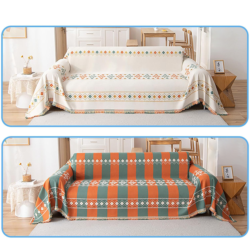 Sofa Cover Chenille Reversible Geometric Pattern Machine Washable