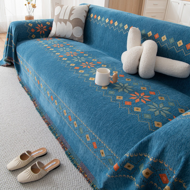 Sofa Cover Chenille Reversible Geometric Pattern Machine Washable