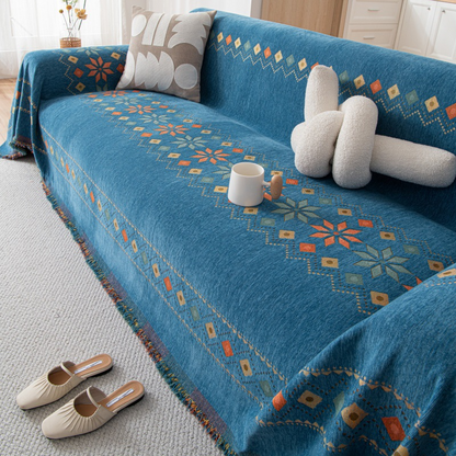 Sofa Cover Chenille Reversible Geometric Pattern Machine Washable