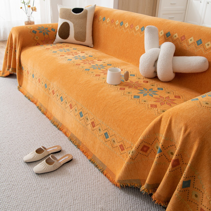 Sofa Cover Chenille Reversible Geometric Pattern Machine Washable