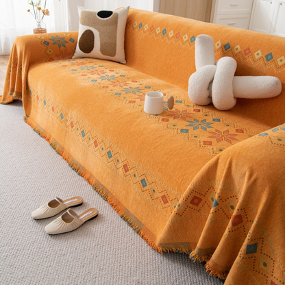 Sofa Cover Chenille Reversible Geometric Pattern Machine Washable