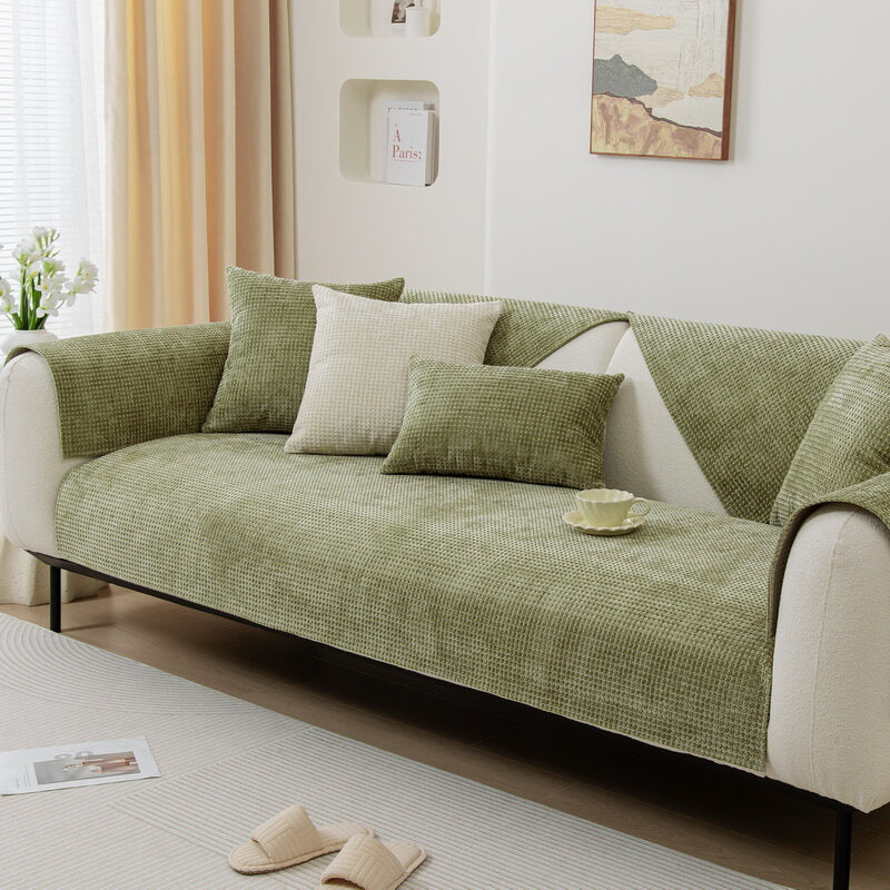 Sofa Cover Chenille Waffle Weave Non-Slip Machine-Washable