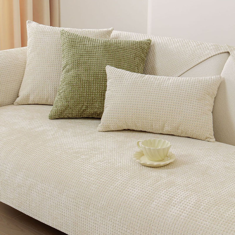 Sofa Cover Chenille Waffle Weave Non-Slip Machine-Washable