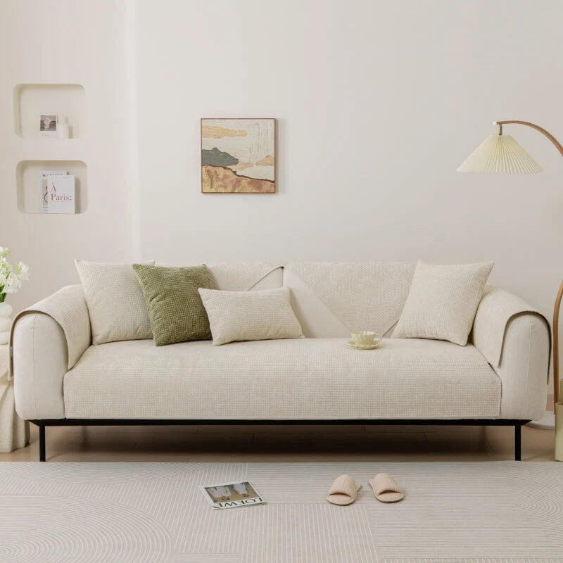Sofa Cover Chenille Waffle Weave Non-Slip Machine-Washable