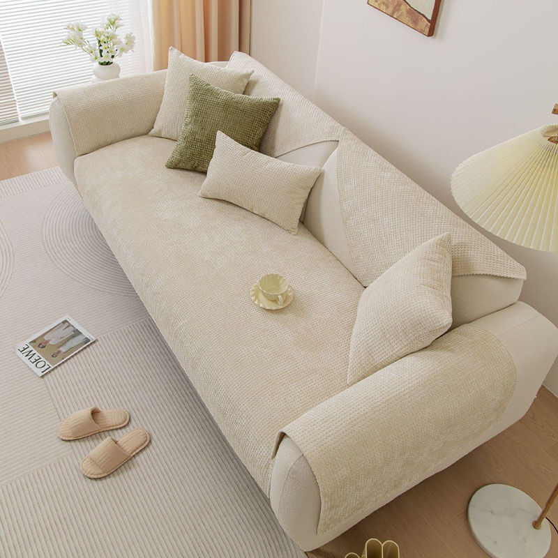 Sofa Cover Chenille Waffle Weave Non-Slip Machine-Washable