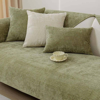 Sofa Cover Chenille Waffle Weave Non-Slip Machine-Washable