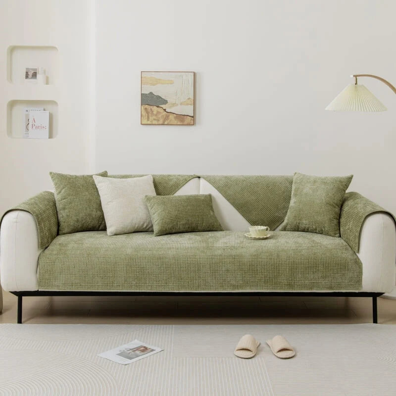 Sofa Cover Chenille Waffle Weave Non-Slip Machine-Washable