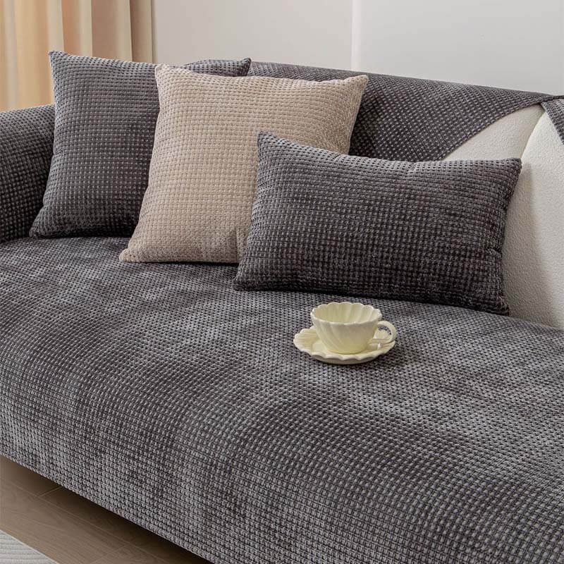 Sofa Cover Chenille Waffle Weave Non-Slip Machine-Washable