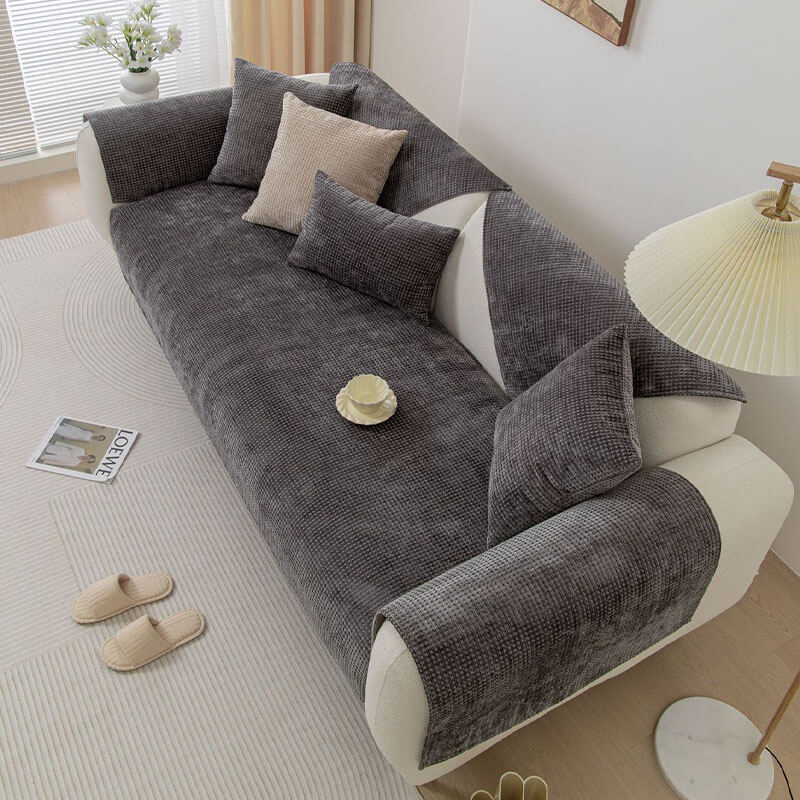 Sofa Cover Chenille Waffle Weave Non-Slip Machine-Washable