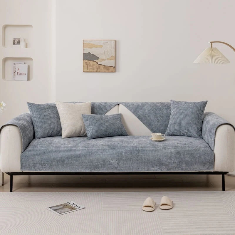 Sofa Cover Chenille Waffle Weave Non-Slip Machine-Washable