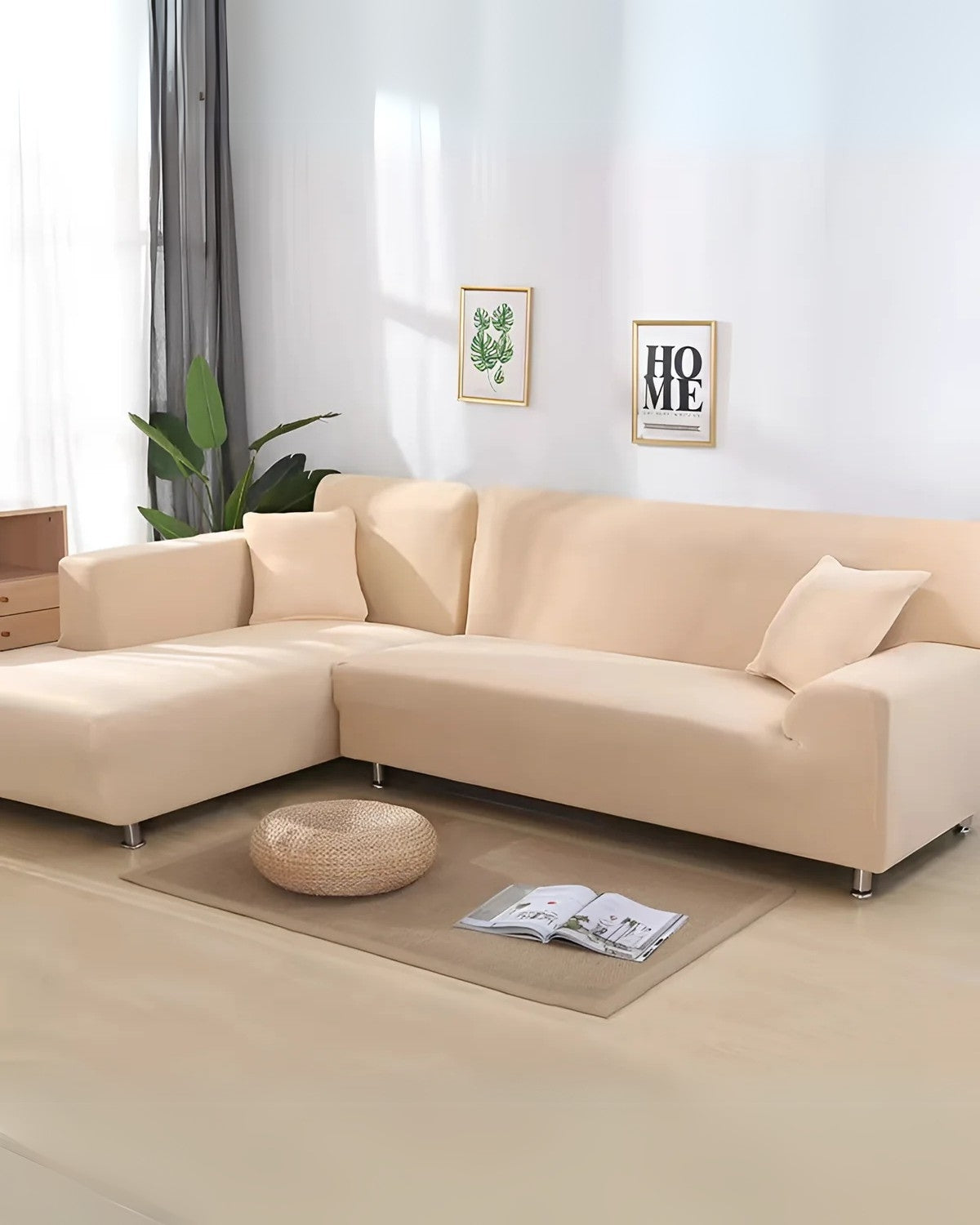 Sofa Cover Modular Stretch Milk-Silk Fits 92–118 In