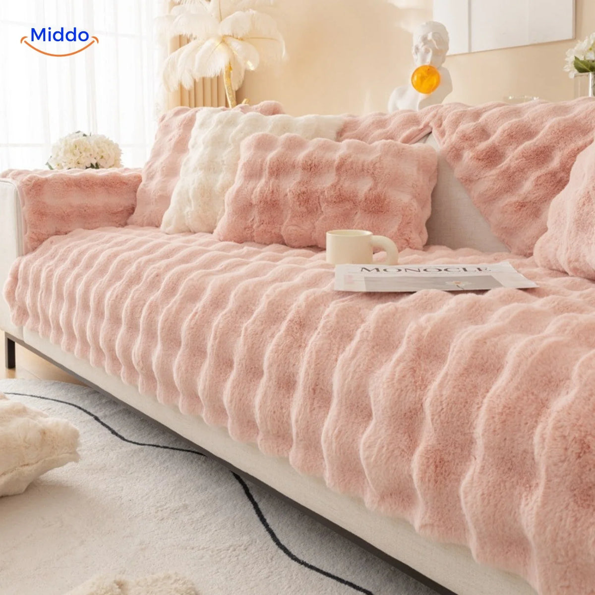 Sofa Cover Plush Non-Slip Scratch-Resistant Pet Protection