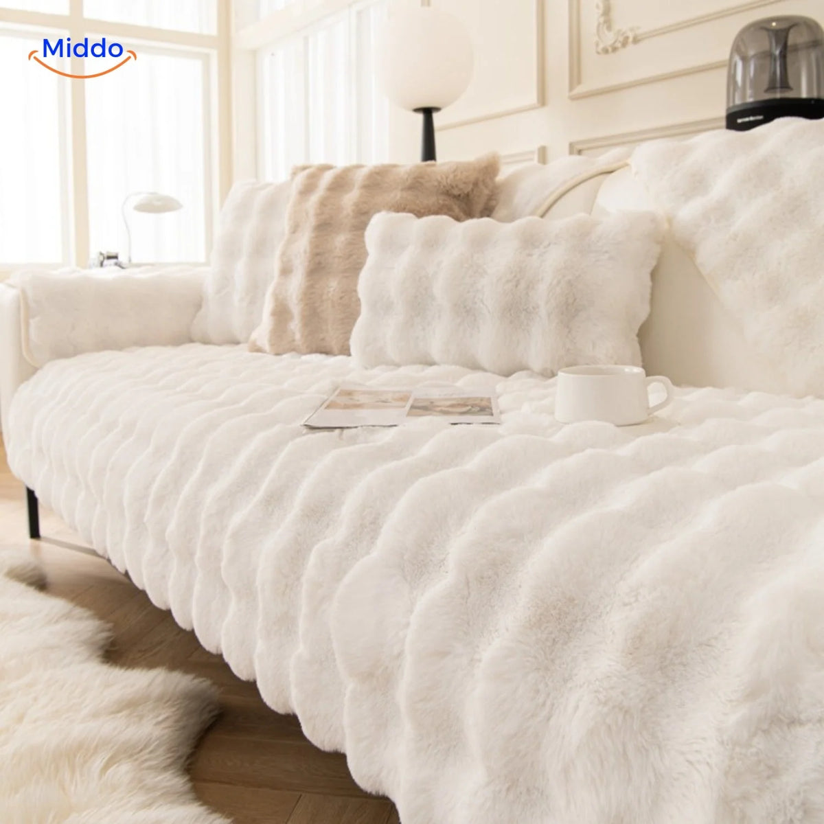 Sofa Cover Plush Non-Slip Scratch-Resistant Pet Protection