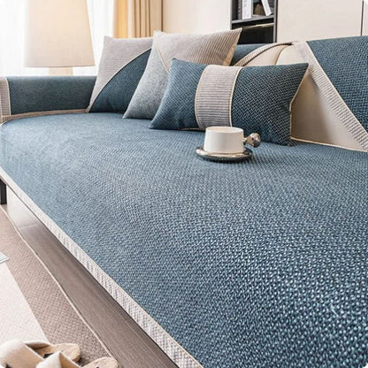Sofa Cover Quilted Cotton-Linen Non-Slip Backing