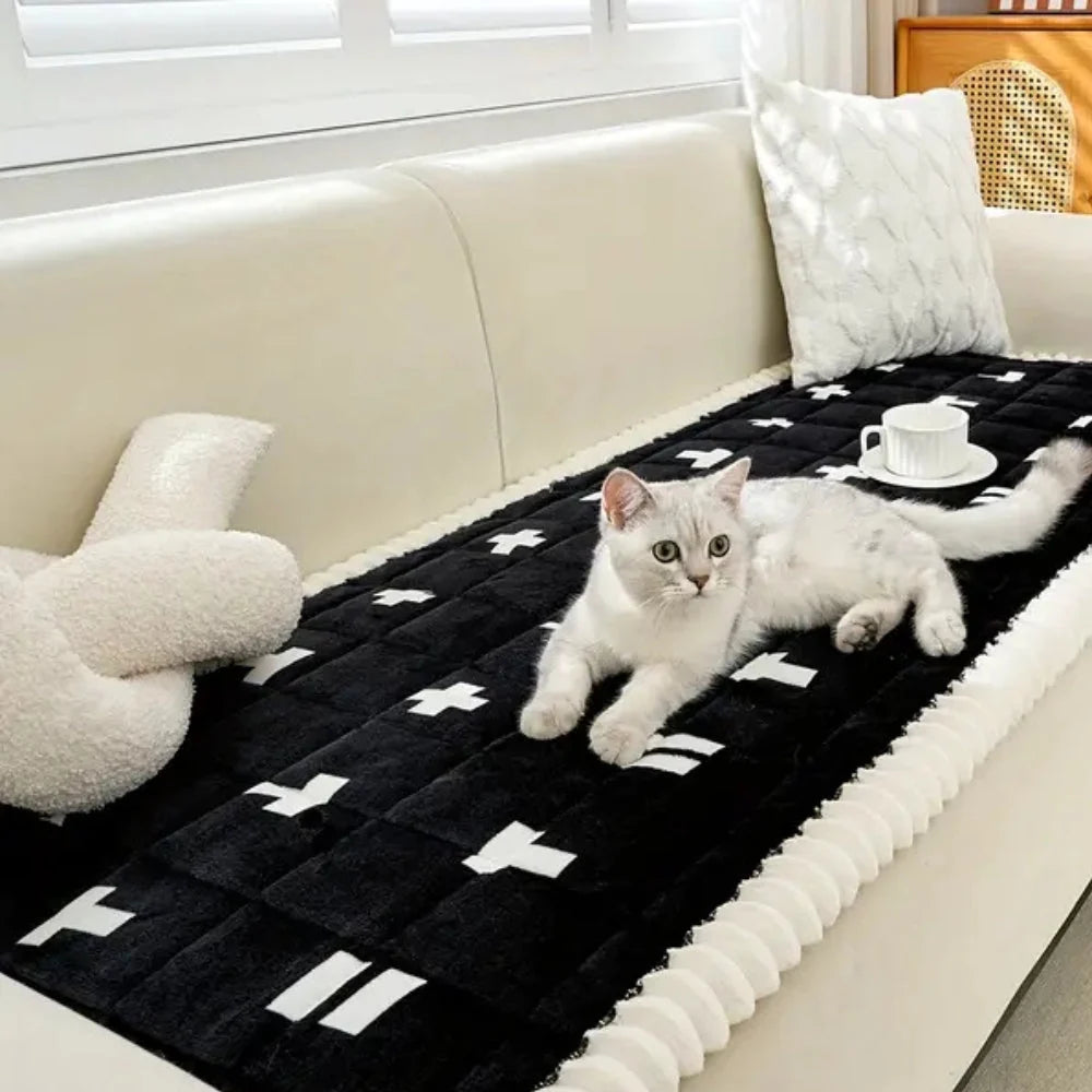 Sofa Cover Quilted Microfiber Ruffled Edge Machine Washable