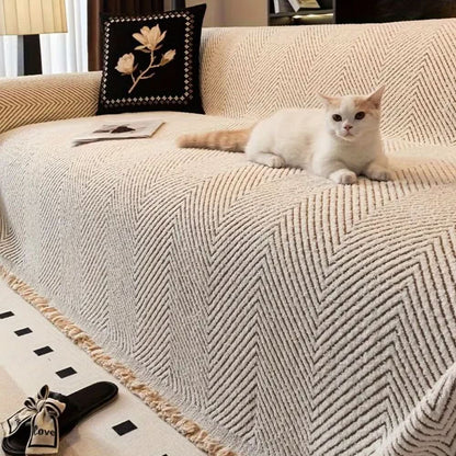 Sofa Cover Splash-Resistant Non-Slip Herringbone Machine-Washable
