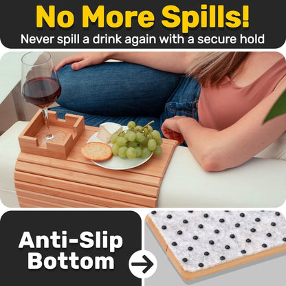 Sofa Drink Holder Bamboo Space-Saving Cup & Mug Tray