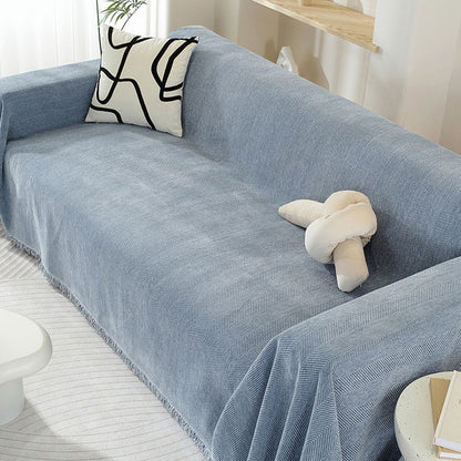 Sofa Throw Chenille Herringbone Machine Washable & Fringed Edges