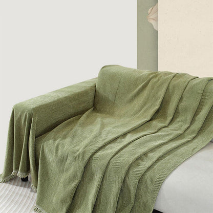Sofa Throw Chenille Herringbone Machine Washable & Fringed Edges
