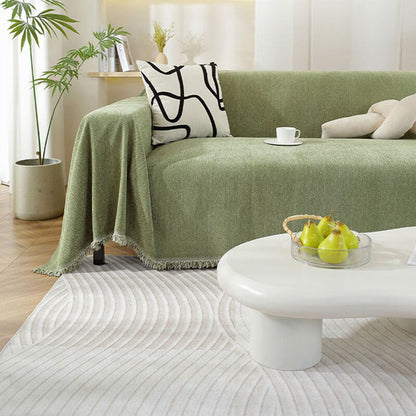 Sofa Throw Chenille Herringbone Machine Washable & Fringed Edges