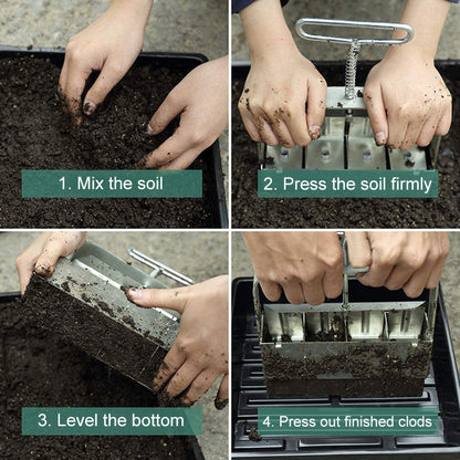 Soil Block Maker Stainless Steel Adjustable Block Sizes