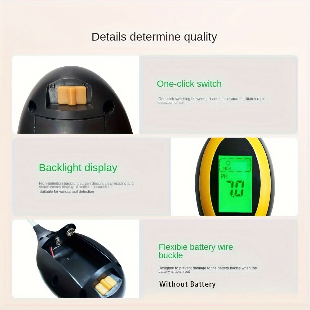 Soil Meter 4-in-1 Moisture pH Temperature & Light